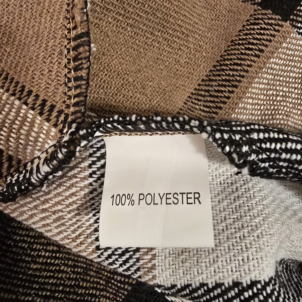 Plaid Sacket Duster Beige, Black & Cream Brushed Flannel Large NWOT - Picture 7 of 8